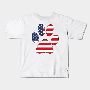 American Flag Dog Paw Kids T-Shirt